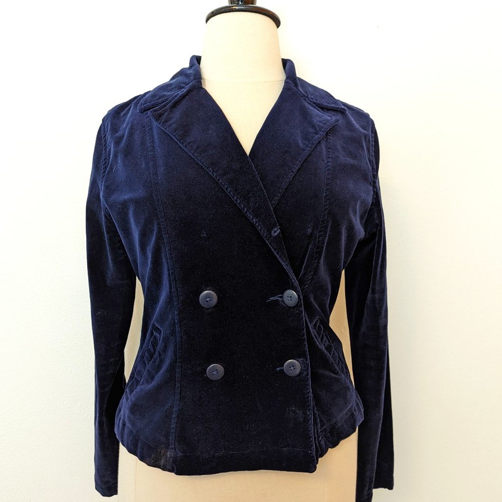 Y2K! Double Breasted Stretch Velvet Blazer